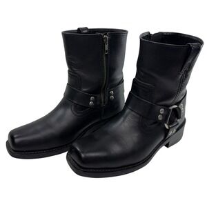 Xelement Harness O-Ring Motorcycle Boots Women Size 10 Square Toe Black Leather